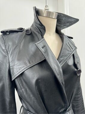 Zara Black Leather Trench Coat
